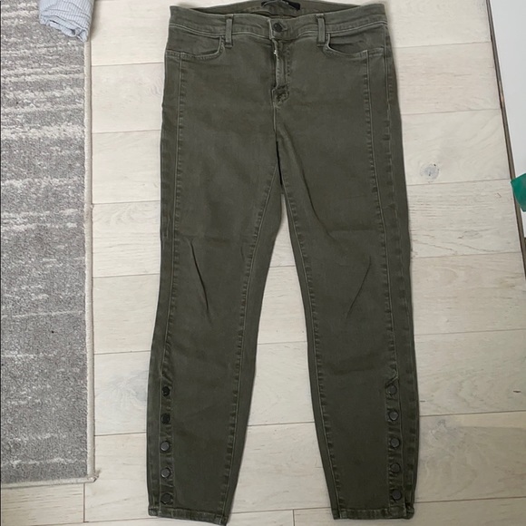 J Brand Denim - J. brand green jeans with buttons on lower legs
